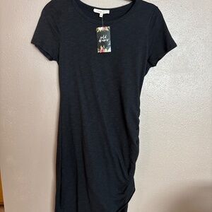 Black ruched t shirt dress